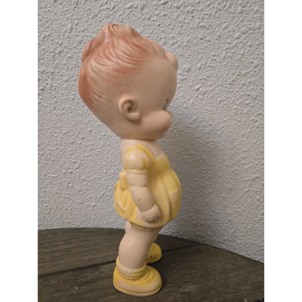 Vintage 1950's Rubber Doll, Ruth E. Newton, Sun Rubber Co, Yellow Dress Red Hair - Picture 9 of 13